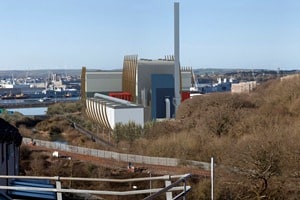 An artists impression of the large-scale energy-from-waste incinerator that MVV has plans to develop at Devonport naval base